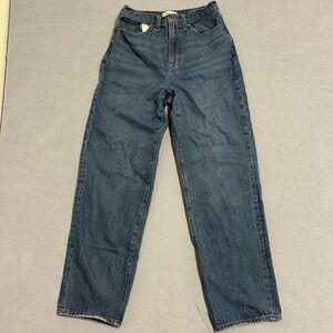 Madewell Baggy Straight Leg Jeans Mid-Rise Denim Stretch Blue Womens Size 27